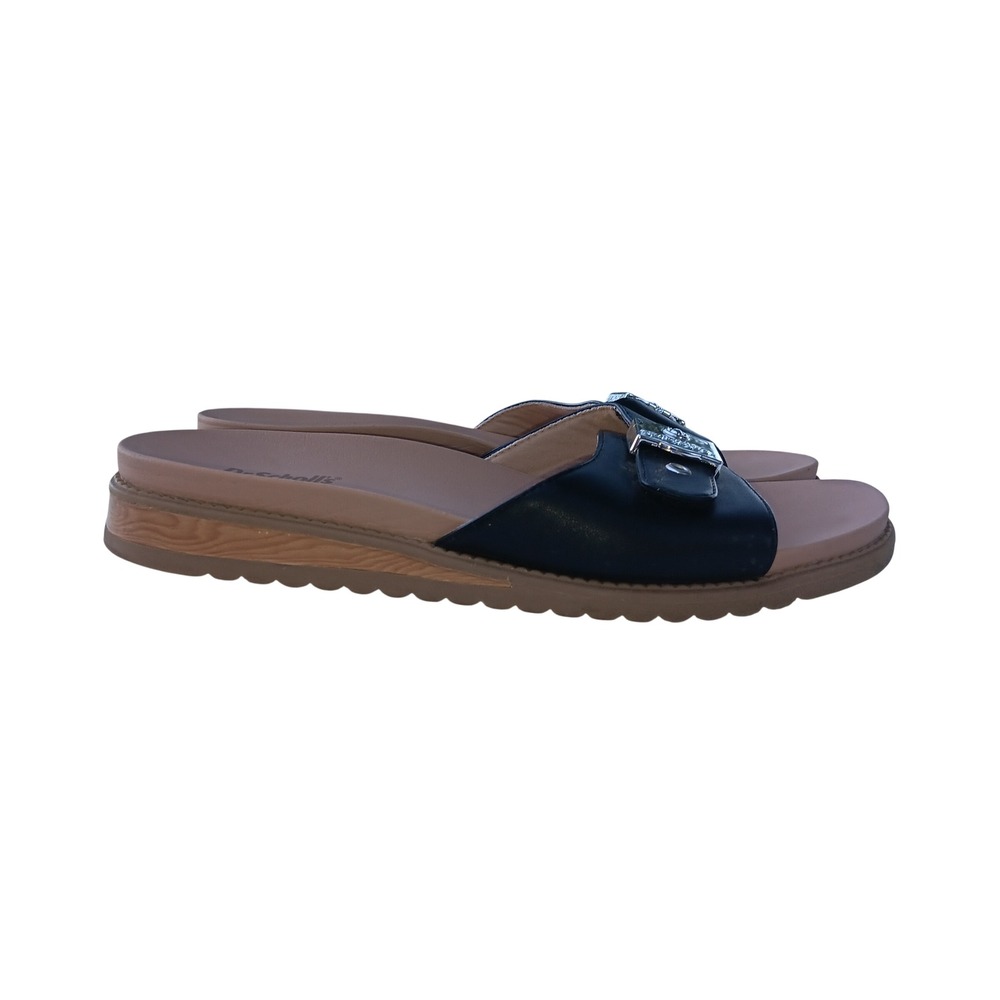 Dr. Scholls Island Icon Black Slide Sandals Buckle Comfort Women 9.5 M